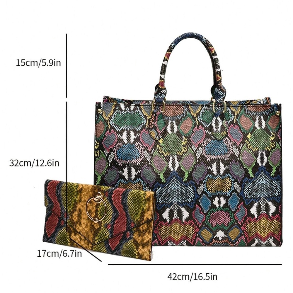 ๐ Python Patterned Tote Bag Set - Picture 6 of 7